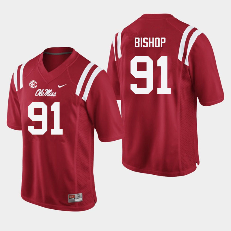 Aubrey Bishop Ole Miss Rebels NCAA Men's Red #91 Stitched Limited College Football Jersey LJX2258RJ